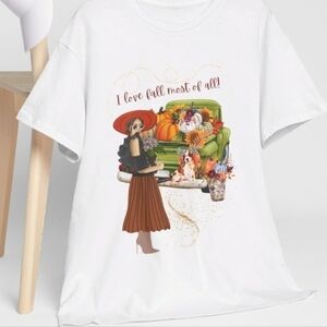 Fall T-shirt, Unisex, Short Sleeve, I love Fall most of all